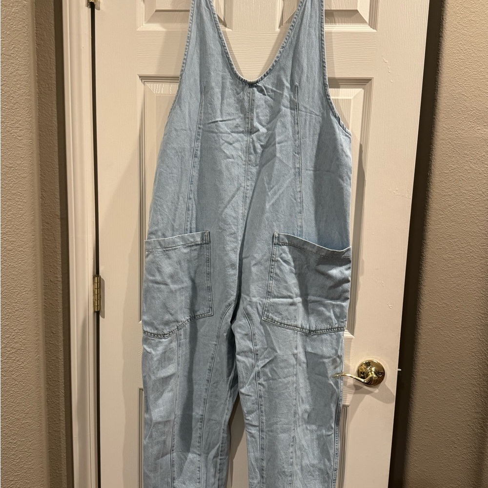 FREE PEOPLE We The Free Sky Blue Denim Jumpsuit